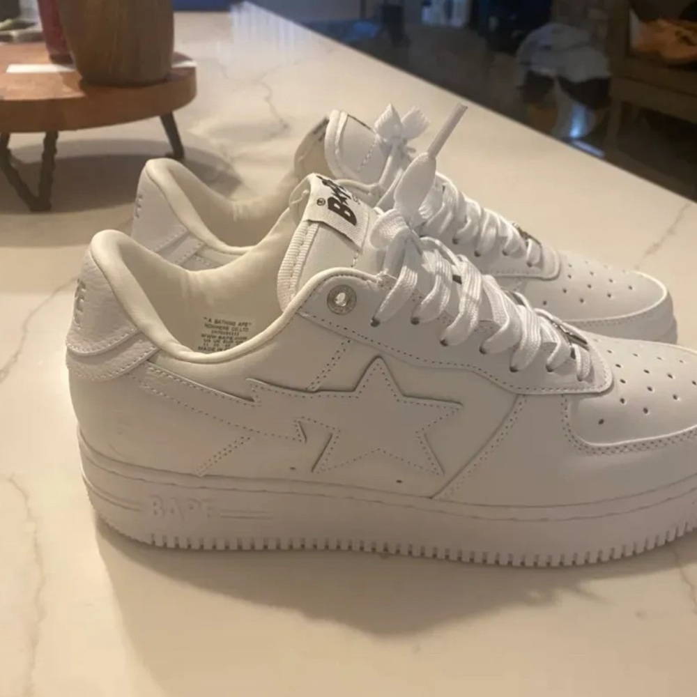 Bape White Star-Embellished Sneakers
